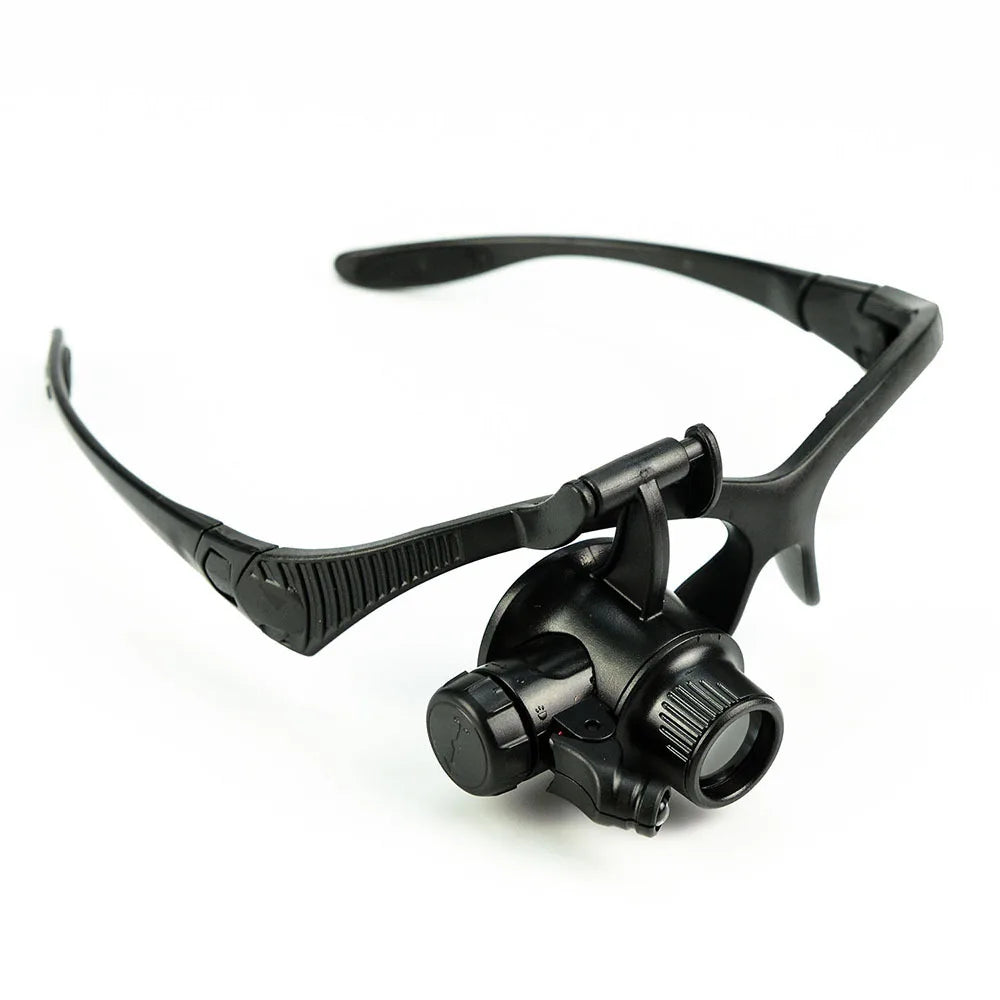 Headband Magnifying Glasses 10X–25X LED Loupe Replaceable Lens Headband Magnifier Loupe Axl
