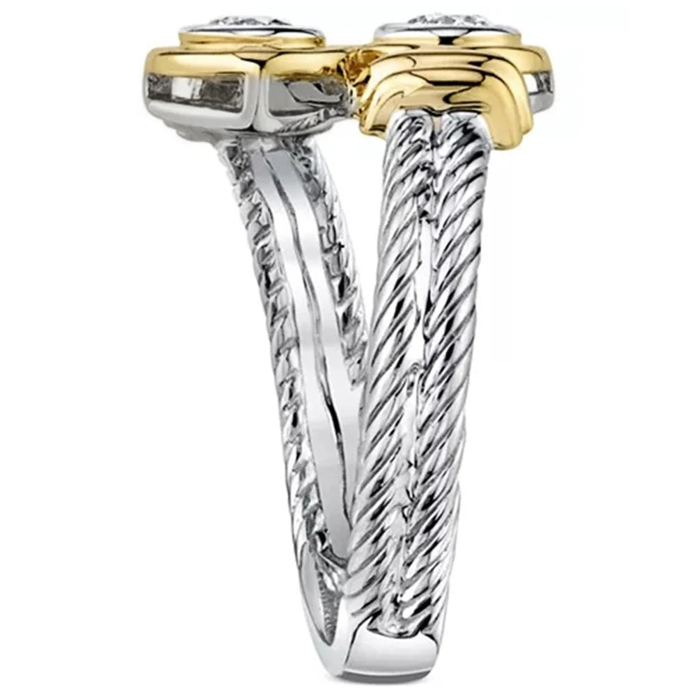 Huitan Interlaced Zipper Ring – Women's CZ Fashion Band Fashion Ring Axl