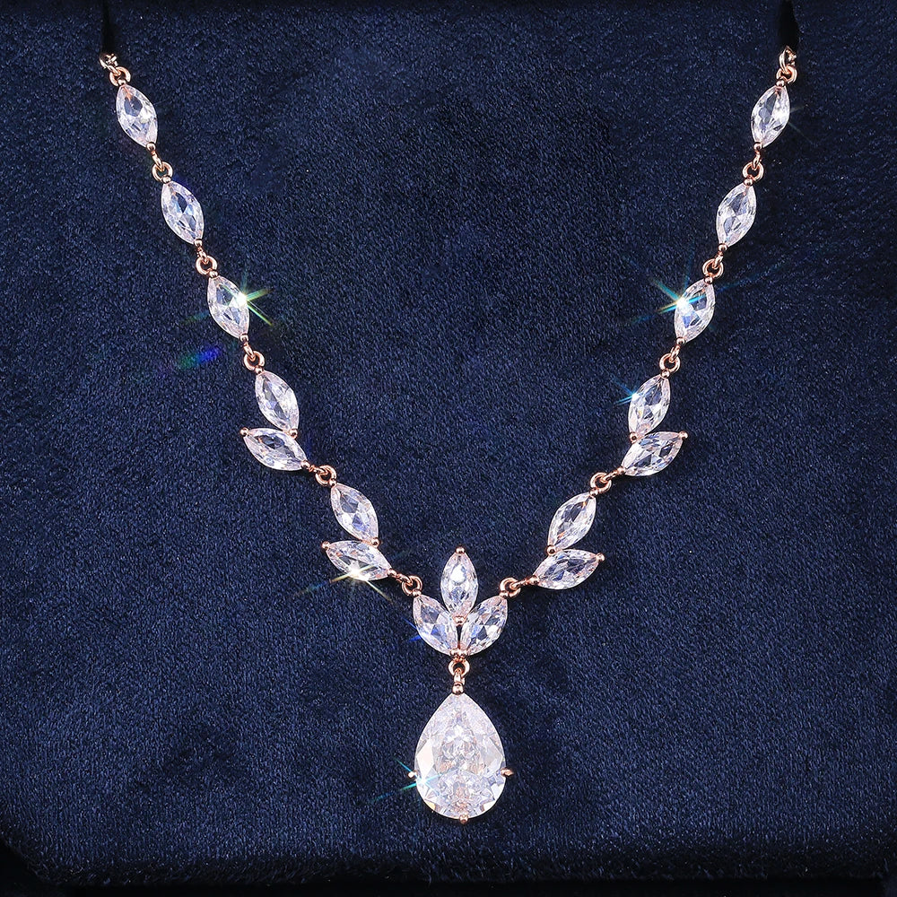 Huitan Water Drop CZ Pendant Necklace | Iced Out Women's Jewelry Pendant Necklace Axl