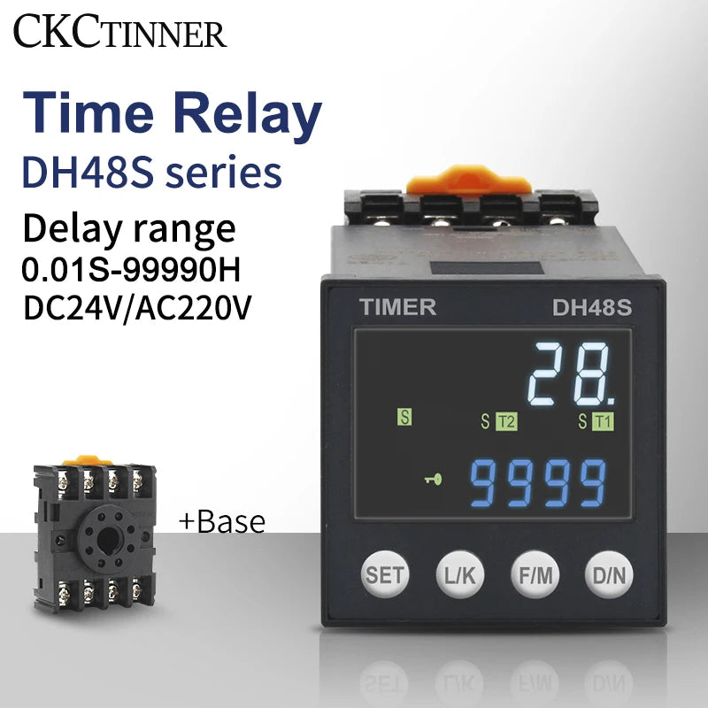 DH48S Programmable Time Delay Relay 24V/220V + Socket Base Programmable Time Relay Axl