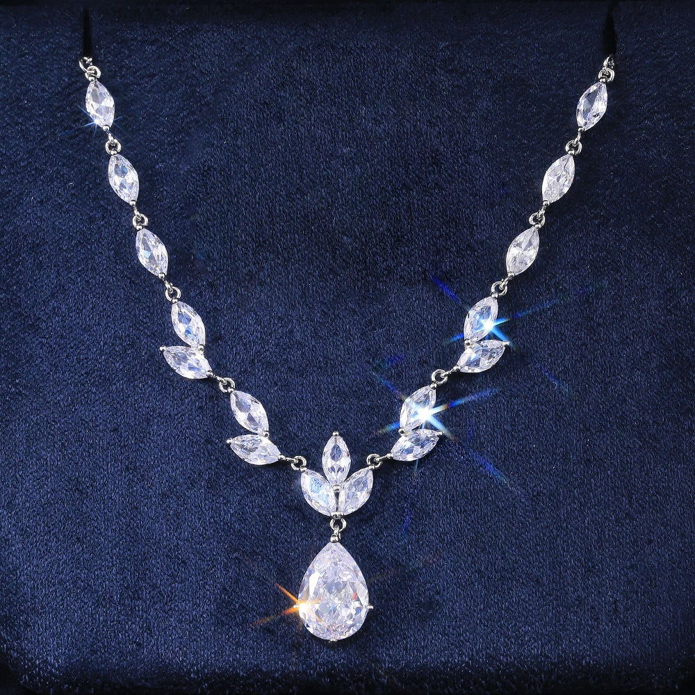 Huitan Water Drop CZ Pendant Necklace | Iced Out Women's Jewelry Pendant Necklace Axl