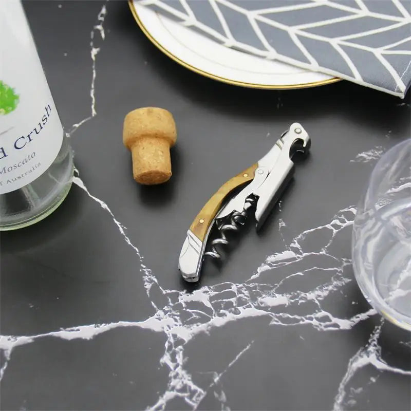 Folding Wine Corkscrew – Wood Handle Stainless Steel Opener Wine Corkscrew Opener Axl