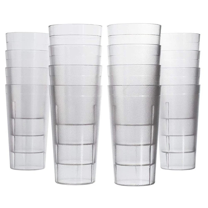 6-Pack Clear Plastic Tumblers 9.5/12/16 oz – Reusable Cups Plastic Tumblers Set Axl