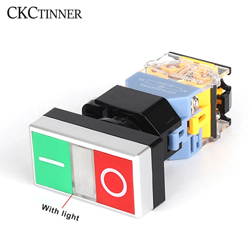 LA38-11RG 22mm Illuminated Double Push Button Switch Red Green Push Button Switch Axl With light