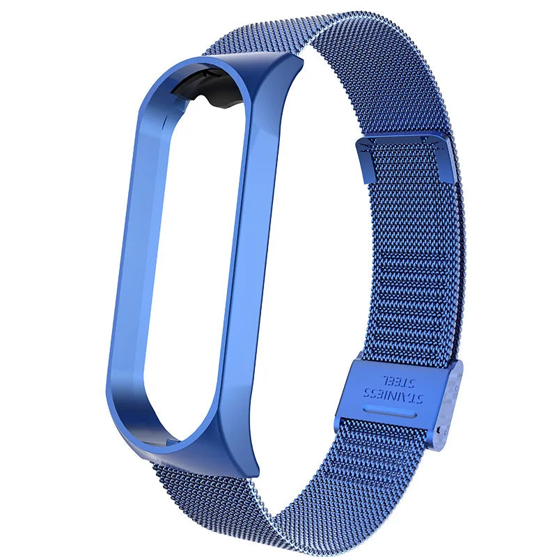 Metal Strap for Xiaomi Mi Band 3 4 5 6 7 – Stainless Steel Smartwatch Band Axl Dark blue For Mi Band 7