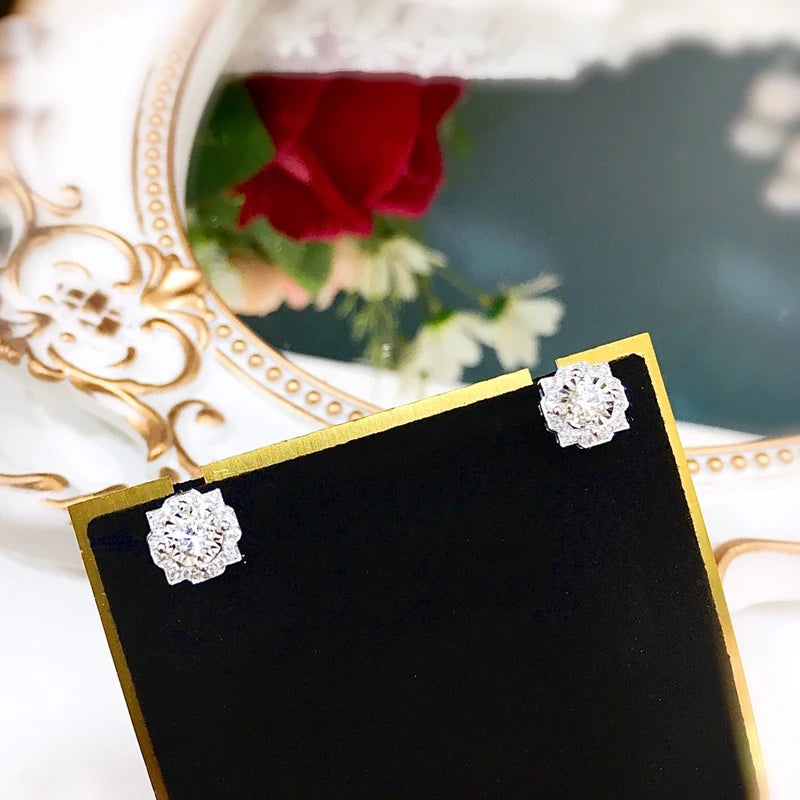 Huitan Geometric CZ Stud Earrings | Women's Wedding Jewelry Stud Earrings Axl