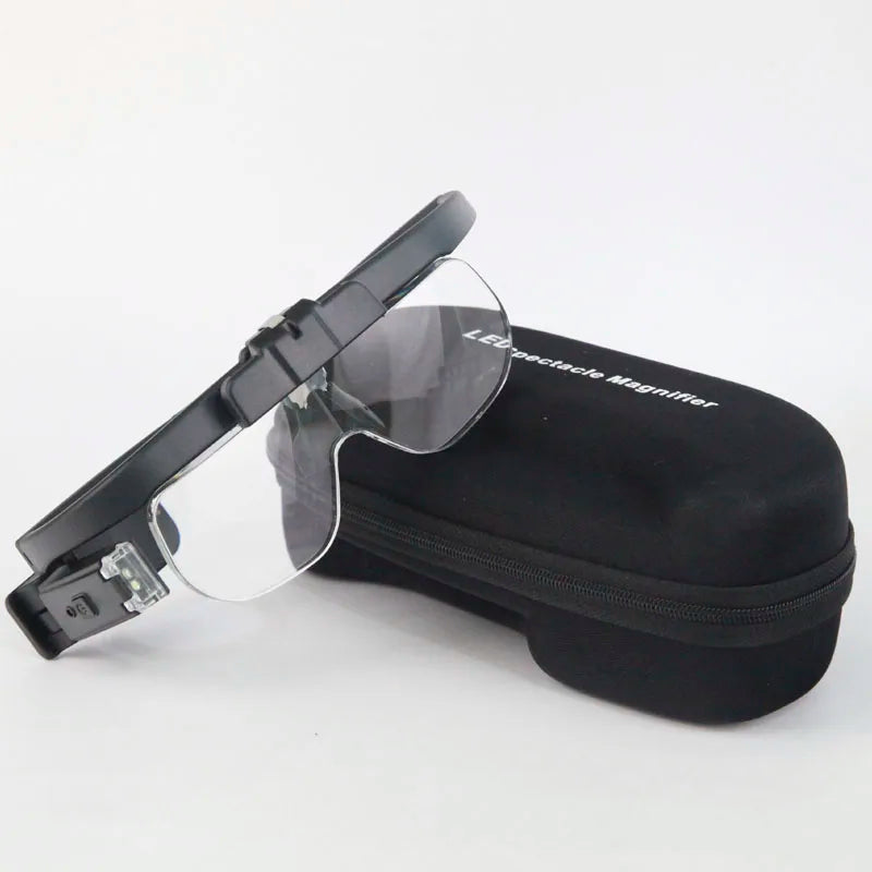 Head-Worn LED Magnifier Glasses – 6X USB Rechargeable Loupe Head Magnifier Loupe Axl