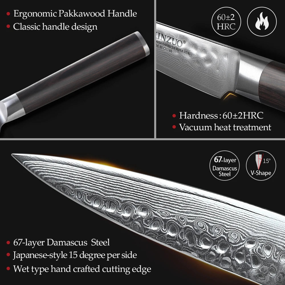 XINZUO 3.5" 67-Layer Damascus Paring Knife | Pakkawood Handle Damascus Paring Knife Axl