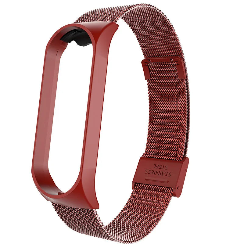 Metal Strap for Xiaomi Mi Band 3 4 5 6 7 – Stainless Steel Smartwatch Band Axl China red For Mi Band 5 6