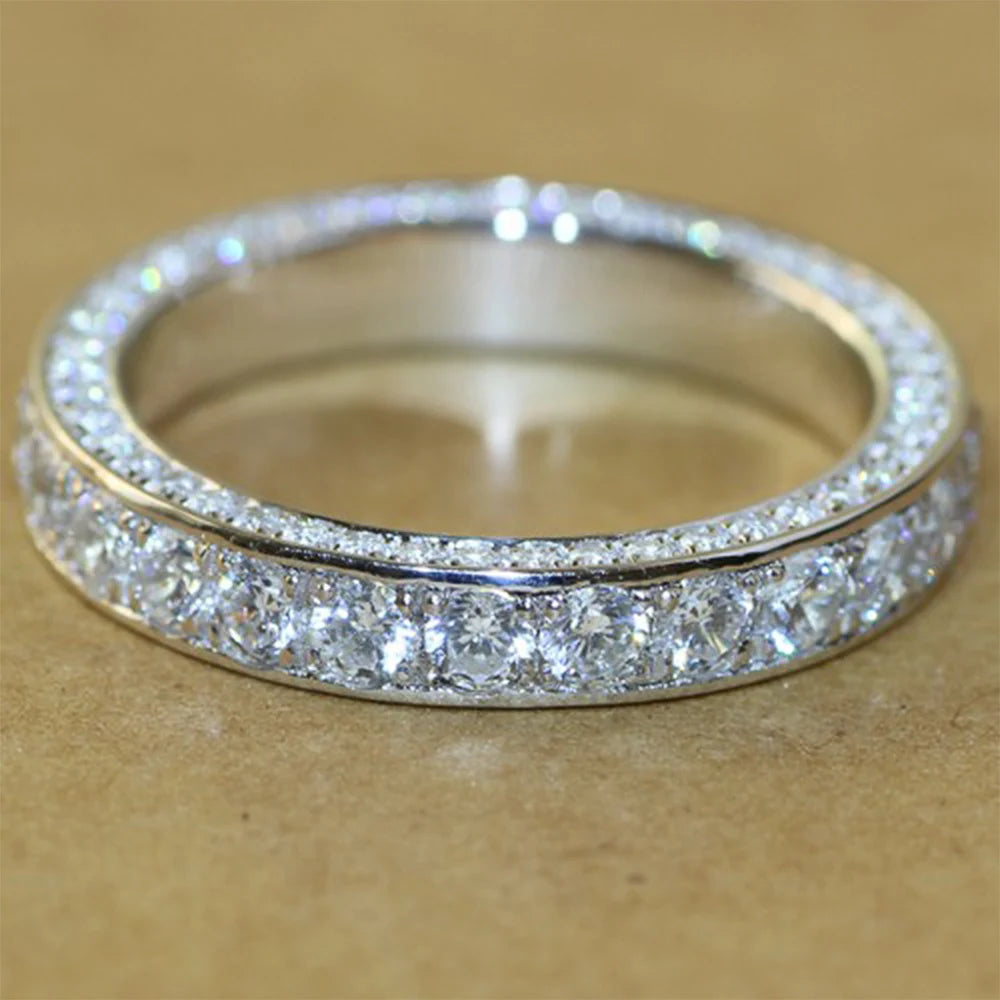 Huitan Women's Cubic Zirconia Wedding Ring – Classic CZ Band Fashion Ring Axl
