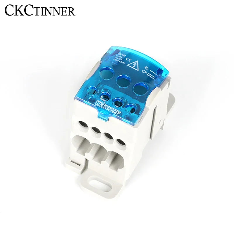 UKK80A Terminal Block 80A DIN Rail 1-In Multi-Out Wire Connector DIN Rail Terminal Block Axl Bule
