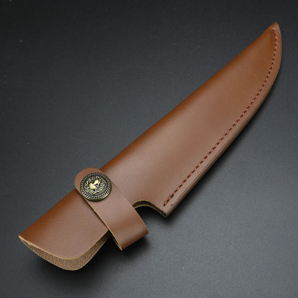 PU Leather Knife Sheath with Belt Buckle – Fixed Blade Scabbard Leather Knife Sheath Axl