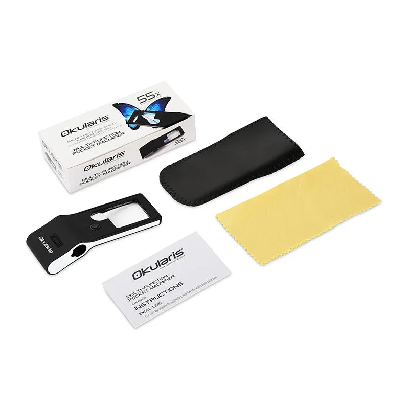 3X 10X 55X Magnifier Loupe with LED & UV Light | 3-Lens Magnifier Loupe Axl