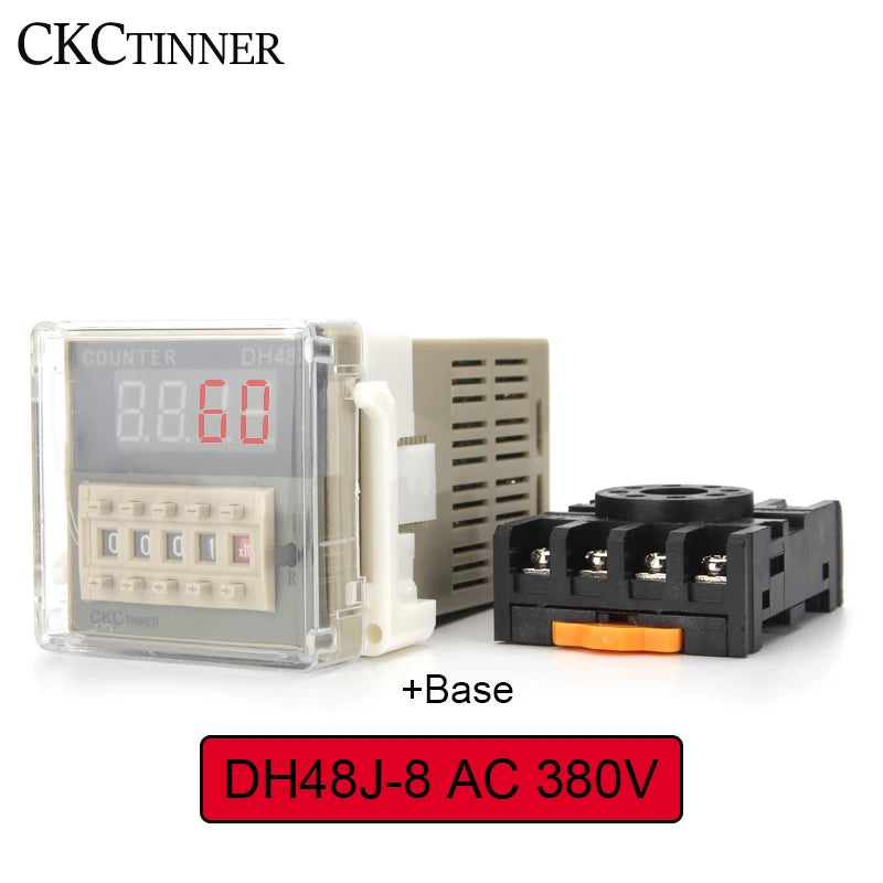 DH48J-8 Preset Digital Counter LCD Relay 1–999900 | CKCTINNER Digital Preset Counter Axl AC 380V