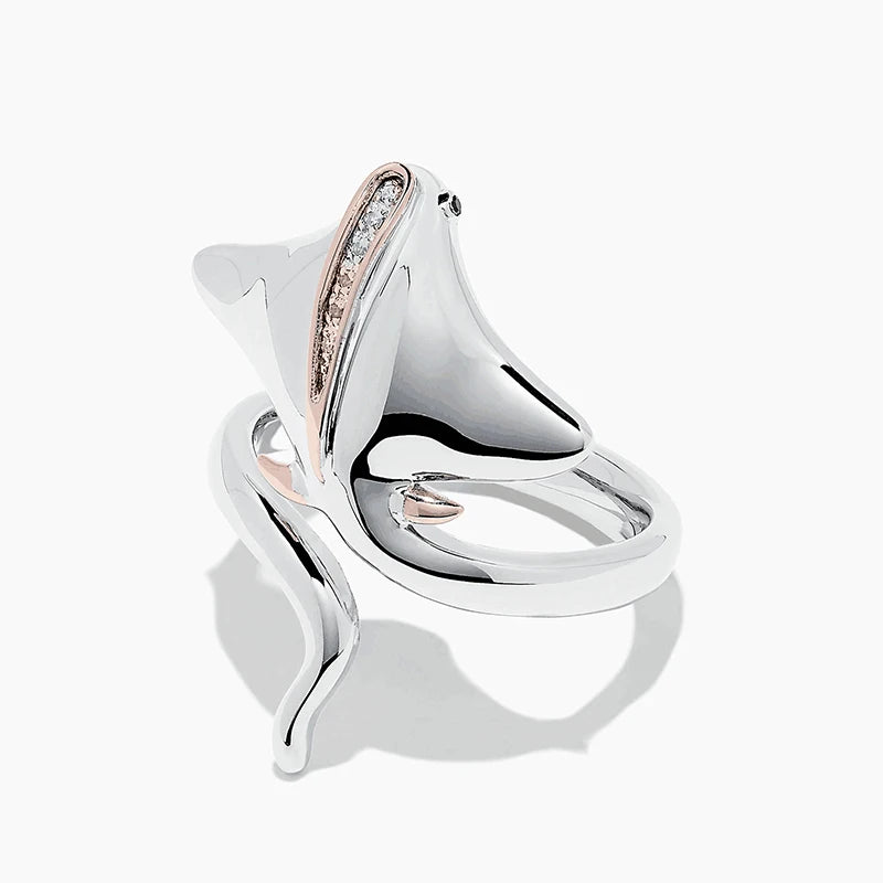 Huitan Fish Ring – Two-Tone CZ Adjustable Hip Hop Ring Fashion Ring Axl