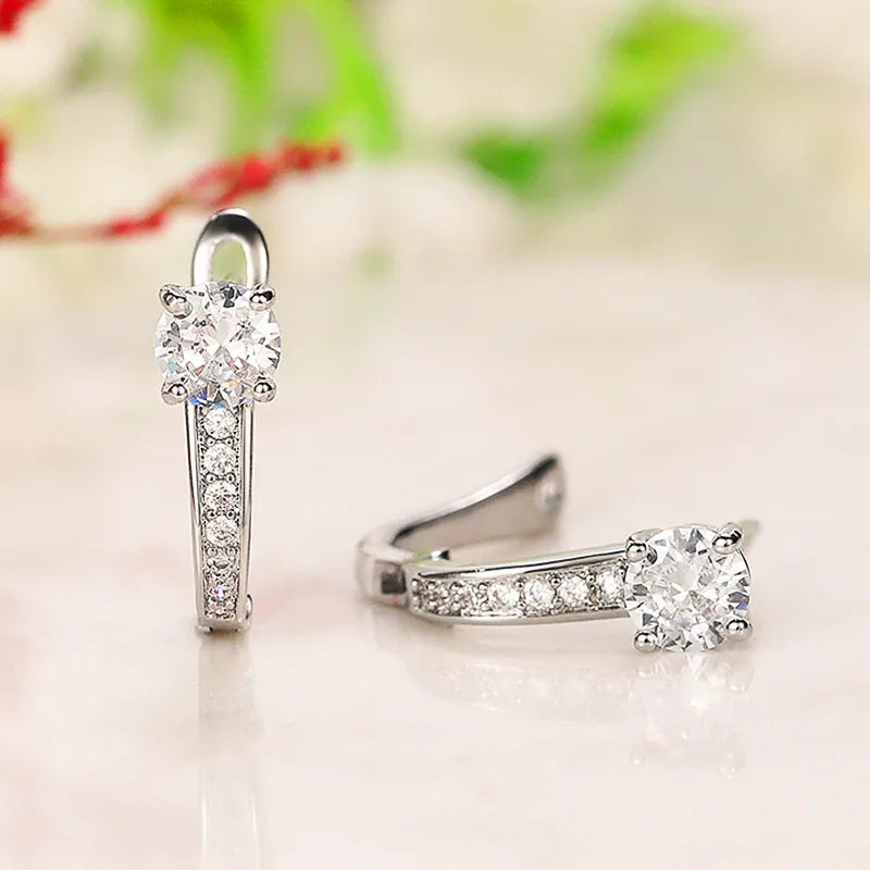 Huitan U Hoop Earrings – Cubic Zirconia Crystal for Women Hoop Earrings Axl