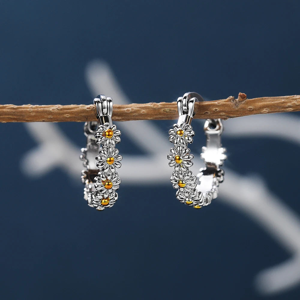 Huitan Daisy Hoop Earrings – Bridal & Everyday Jewelry Hoop Earrings Axl