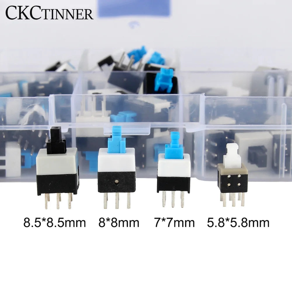 100PCS Tactile Micro Switch Kit – 6-Pin Self-Locking Button Switches Micro Switch Kit Axl