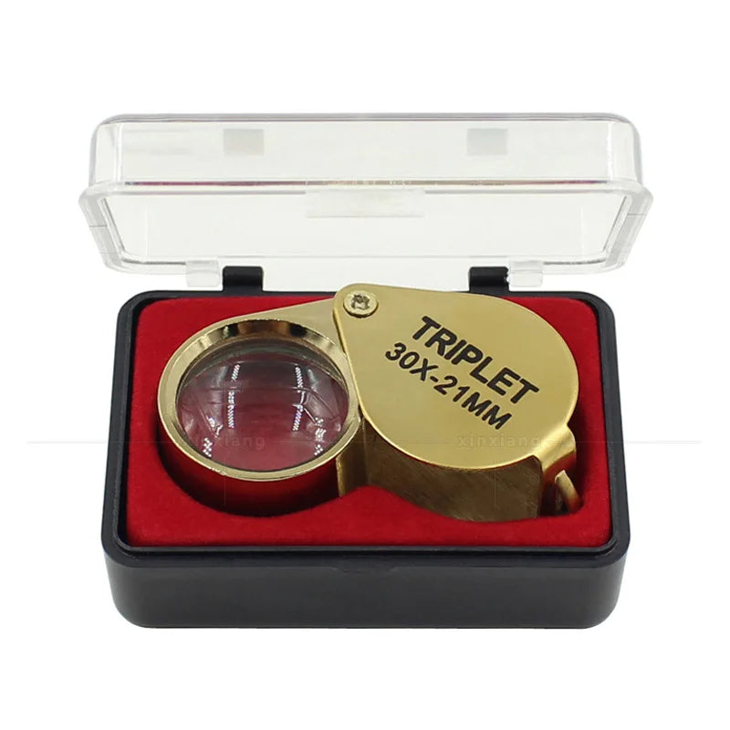 30X Folding Pocket Jeweler Loupe – Gold Magnifying Glass Jeweler's Loupe Axl 30x