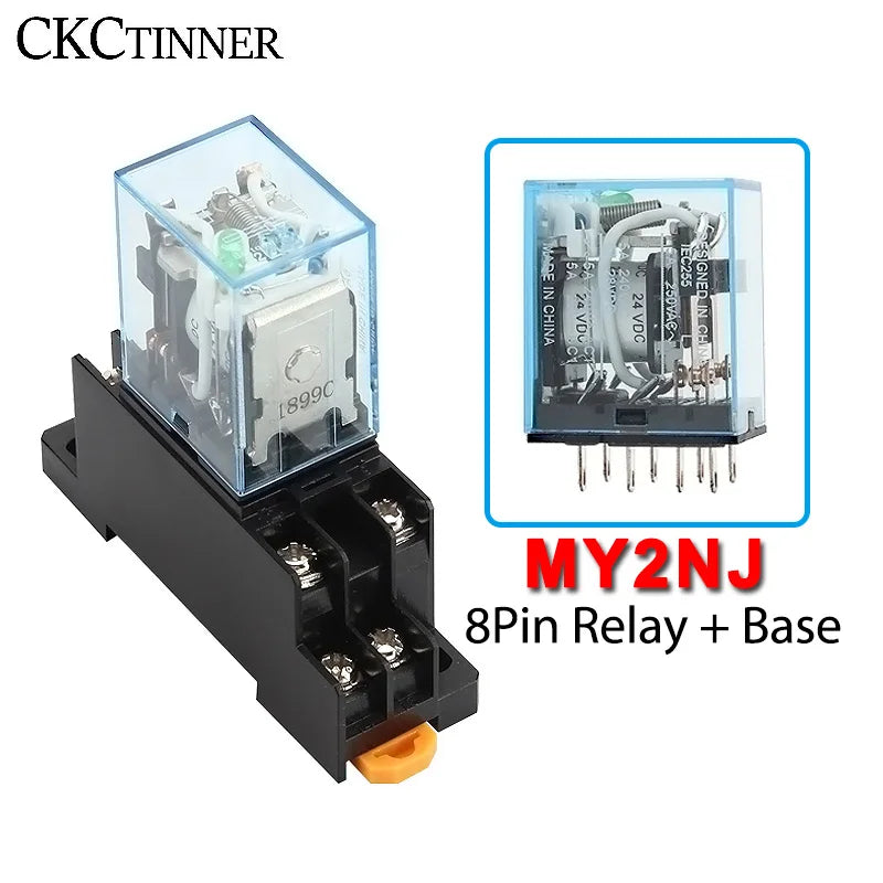 MY2NJ HH52P DPDT 8-Pin Electromagnetic Relay with Socket Base Electromagnetic Relay Axl DC 24V