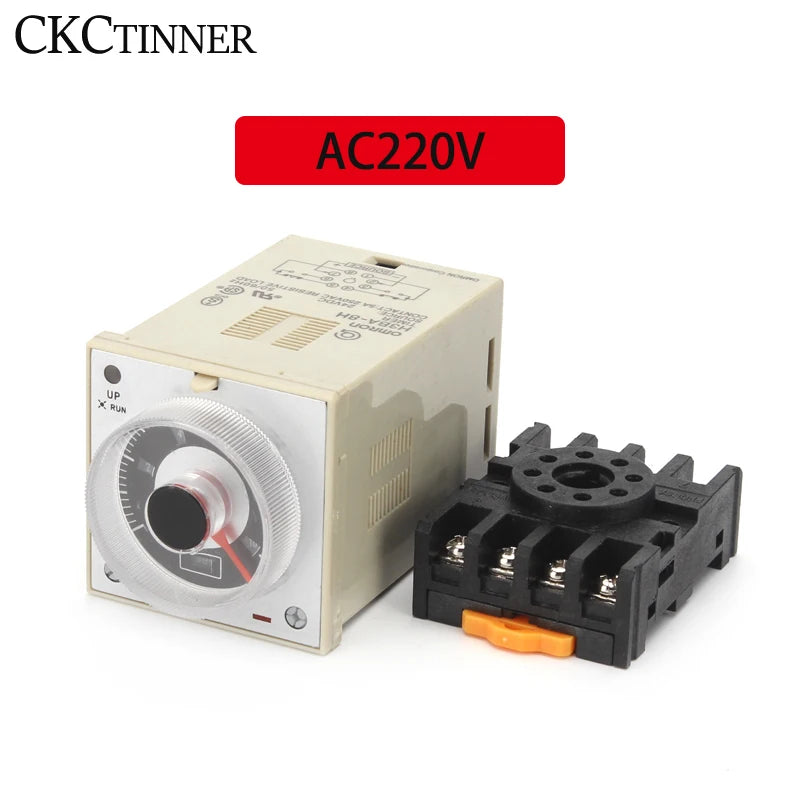 CKCTINNER H3BA-8H 8PIN Timer Relay with Base | DC24V AC220V Timer Relay Axl AC220V