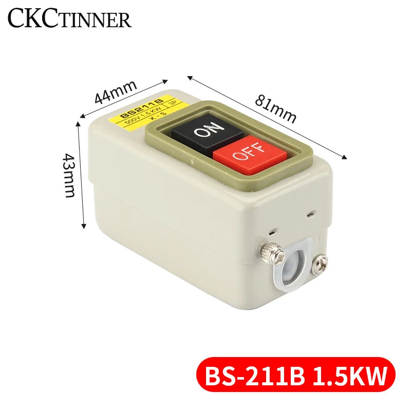 Three-Phase Motor Start Stop Push Button Switch 10A 380V BS216B Push Button Switch Axl BS211B