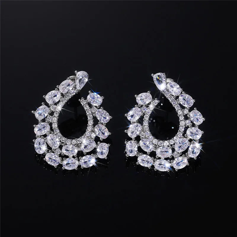 Huitan CZ Stud Earrings – Bridal, Wedding & Daily Wear Crystal Stud Earrings Axl