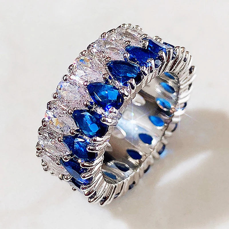 Huitan Women's Colorful CZ Eternity Ring – Brass & Cubic Zirconia Fashion Ring Axl F1214 6