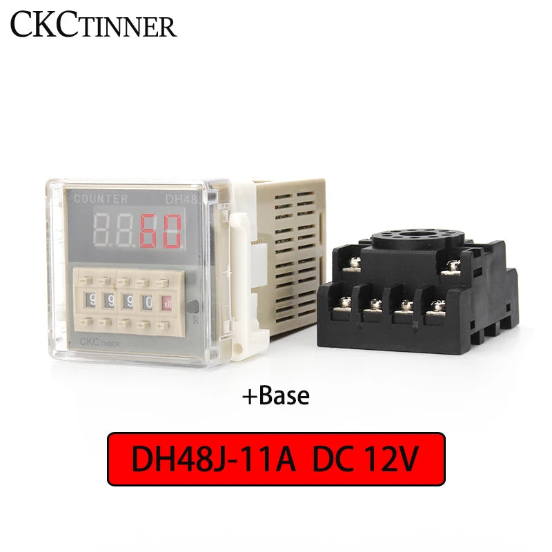 DH48J-11A Digital Counter Relay 11-Pin 12V–380V with Base Digital Counter Relay Axl DC12V
