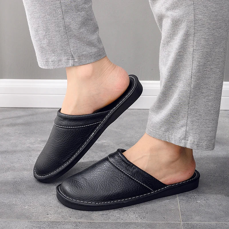 Lorilury Men's Indoor Leather Slippers | Non-Slip Unisex EU 35–48 Indoor Leather Slippers Axl