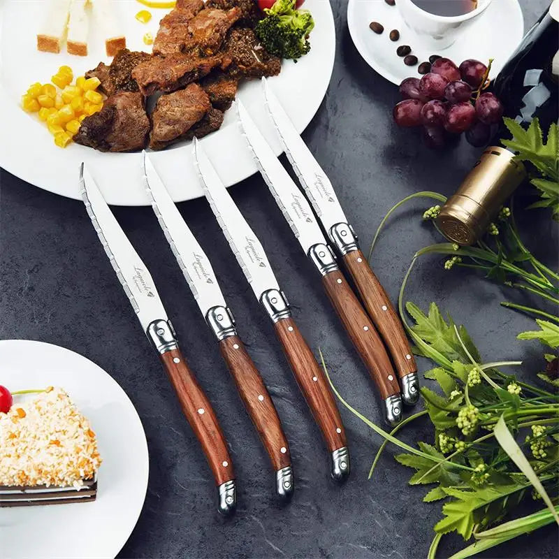 Laguiole-Style Wood Handle Steak Knives – Stainless Steel 6–10 Pc Steak Knife Set Axl