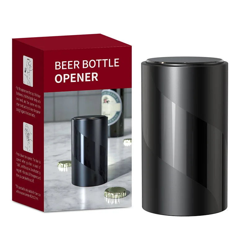 Magnetic Auto Beer Bottle Opener with Cap Catcher – Black Bottle Opener Axl