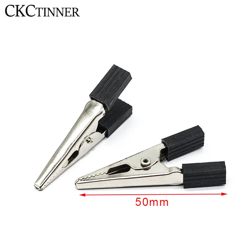 10 Pc Metal Alligator Clips Set – Crocodile Test Clamps 35 & 50mm Alligator Test Clips Axl Black 1