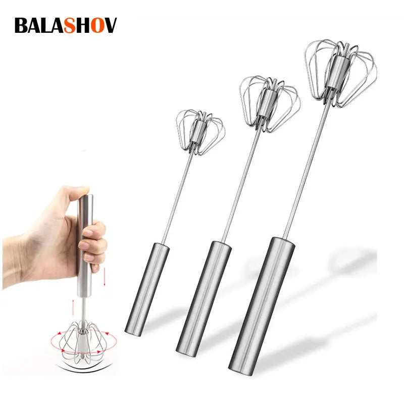 Semi-Automatic Stainless Steel Egg Beater & Hand Whisk Kitchen Hand Whisk Axl
