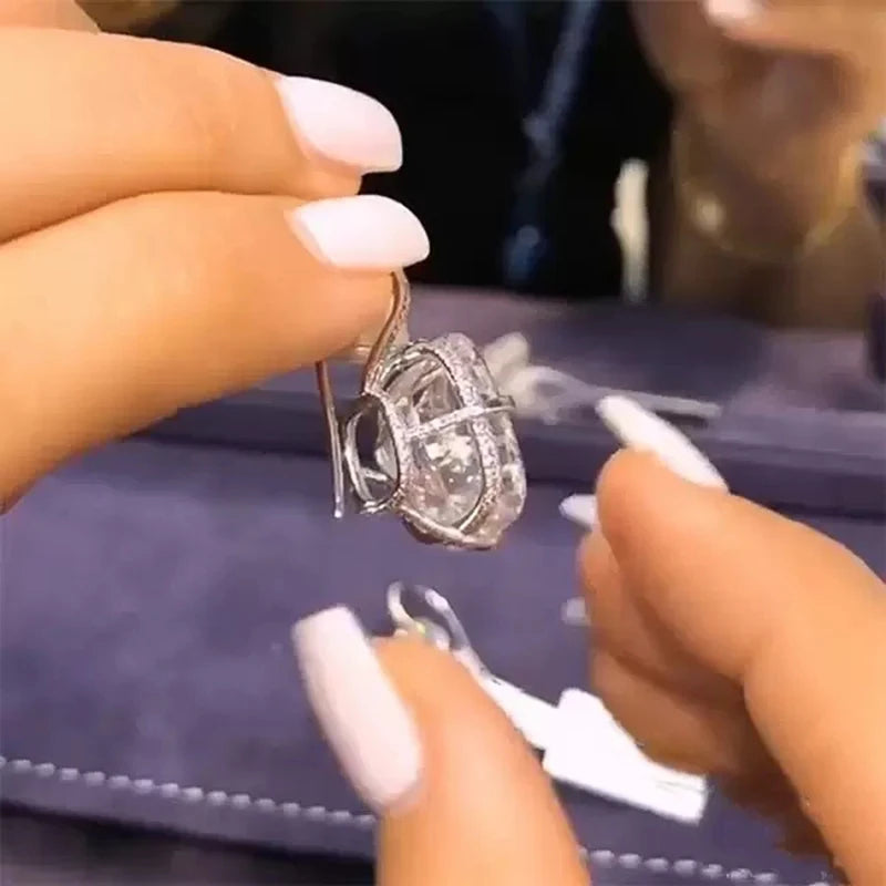 Huitan Crystal Cubic Zirconia Dangle Earrings | Bridal Jewelry Dangle Earrings Axl