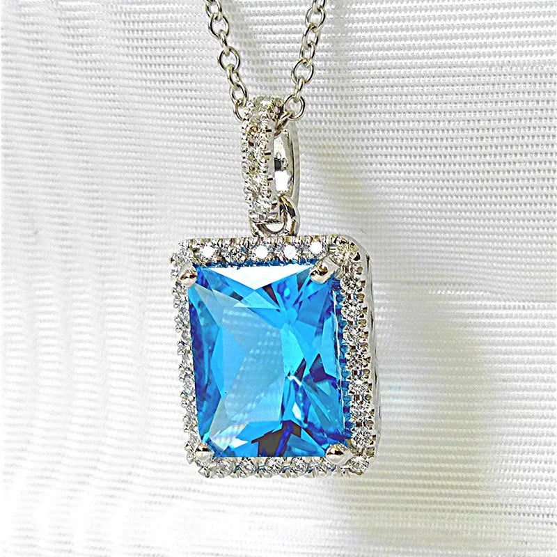 Huitan Sky Blue Cubic Zirconia O-Chain Pendant Necklace Pendant Necklace Axl