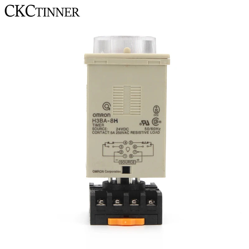 CKCTINNER H3BA-8H 8PIN Timer Relay with Base | DC24V AC220V Timer Relay Axl