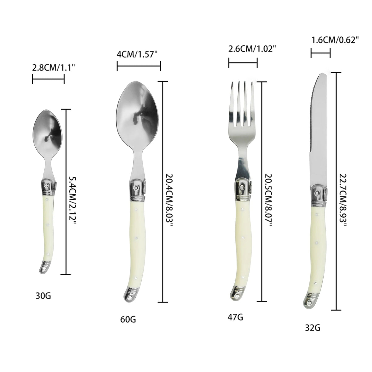 Laguiole Ivory White Stainless Steel Cutlery Set 4-24pc Flatware Cutlery Set Axl