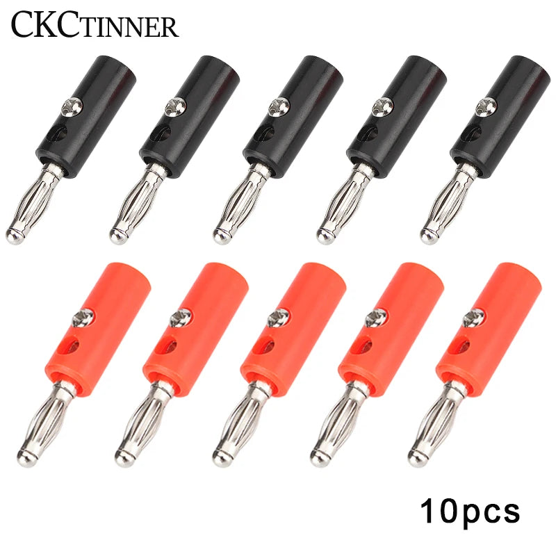 10-Pack 4mm Banana Plugs – Black & Red Speaker Connectors Speaker Wire Connectors Axl 5 BLACK 5 RED
