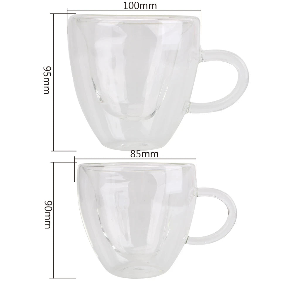Heart-Shaped Double Glass Mug | Heat-Resistant Borosilicate Cup Double Glass Mug Axl