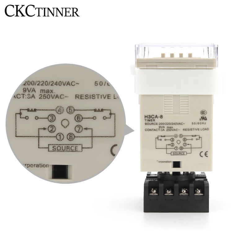 H3CA-8 Digital Time Delay Relay Timer 0.1S–9990H | Solid State Time Delay Relay Axl