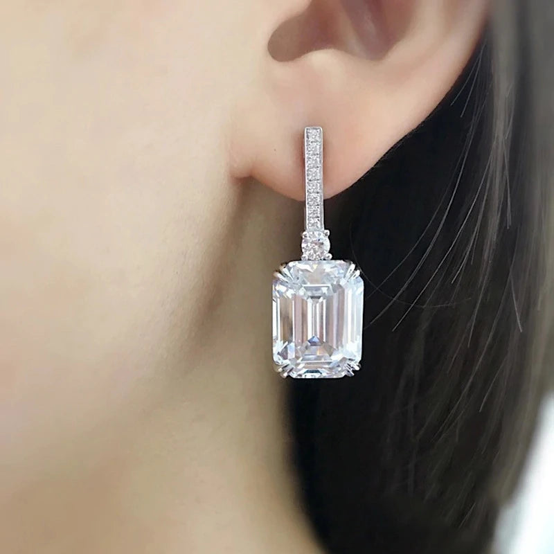 Huitan Square Crystal Drop Earrings | AAA Cubic Zirconia Crystal Drop Earrings Axl