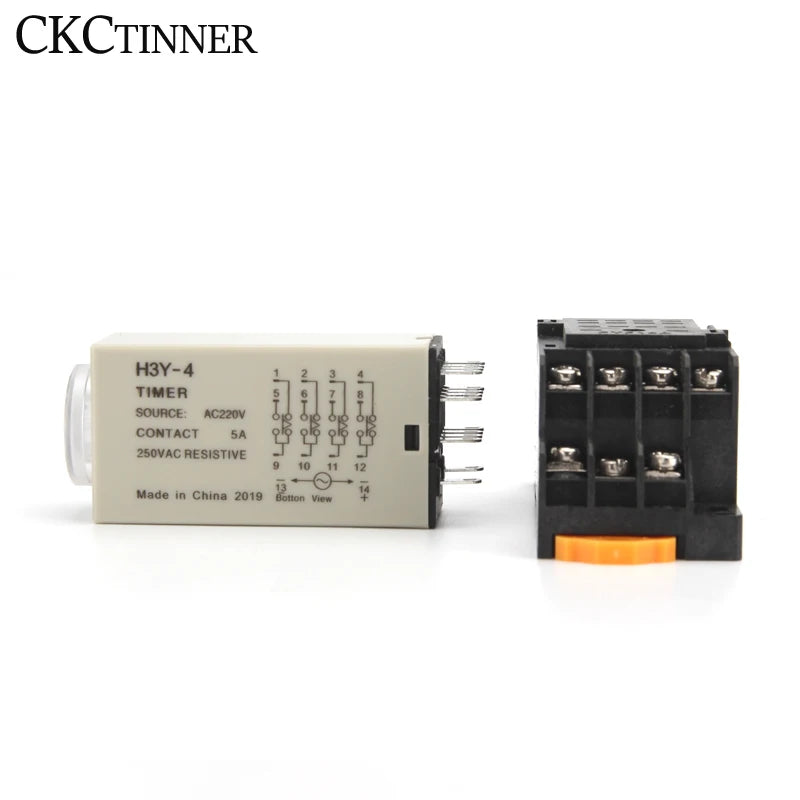 H3Y-4 Power-On Delay Time Relay 14-Pin + PYF14A Socket Time Delay Relay Axl