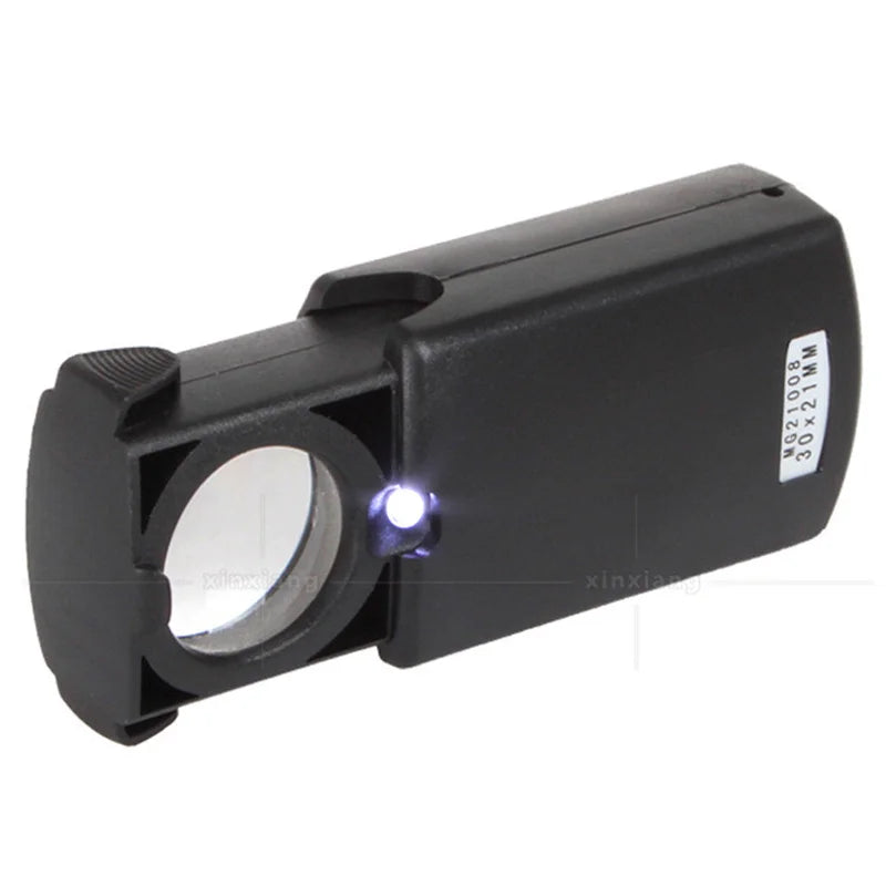 30X LED Pocket Magnifier – Drawer-Type Jewelry Loupe & Magnifying Glass Illuminated Jewelry Loupe Axl