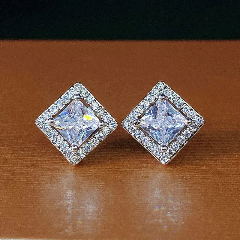 Huitan Square CZ Stud Earrings – AAA Cubic Zirconia Women Stud Earrings Axl