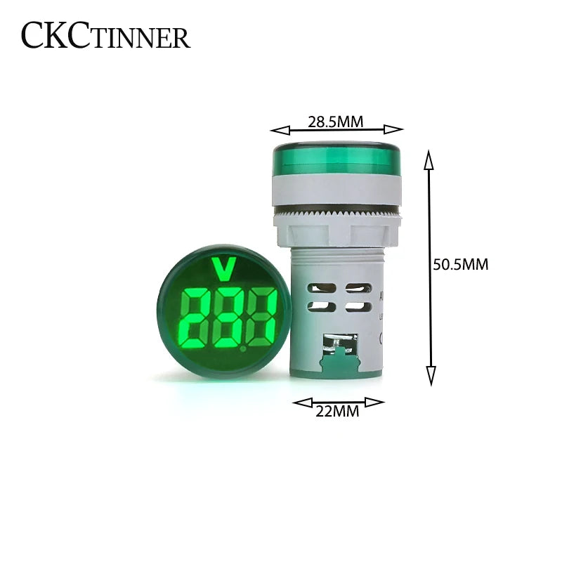 22MM Mini Digital Voltmeter AC 20-500V LED Panel Indicator Digital Panel Voltmeter Axl green