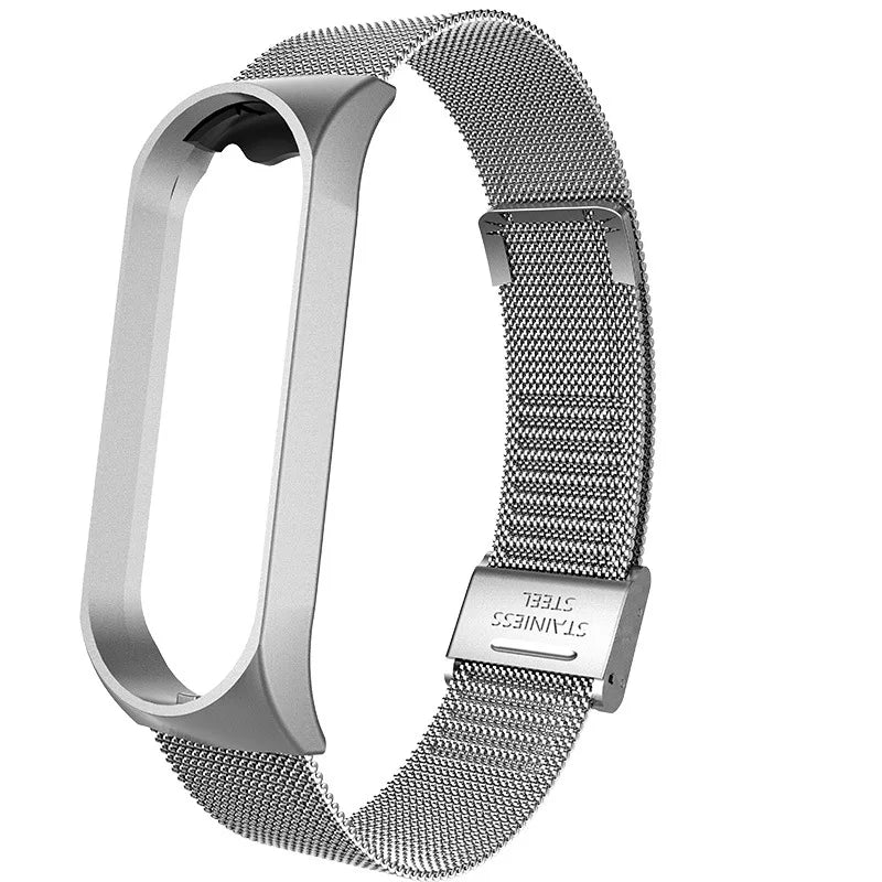 Metal Strap for Xiaomi Mi Band 3 4 5 6 7 – Stainless Steel Smartwatch Band Axl Silver For Mi Band 5 6