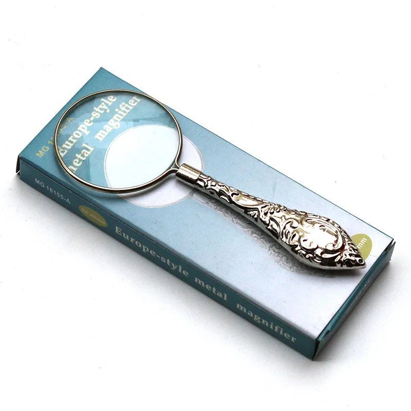 5X Handheld Magnifying Glass – Metal Carved Loupe for Reading & Crafts Handheld Magnifying Glass Axl