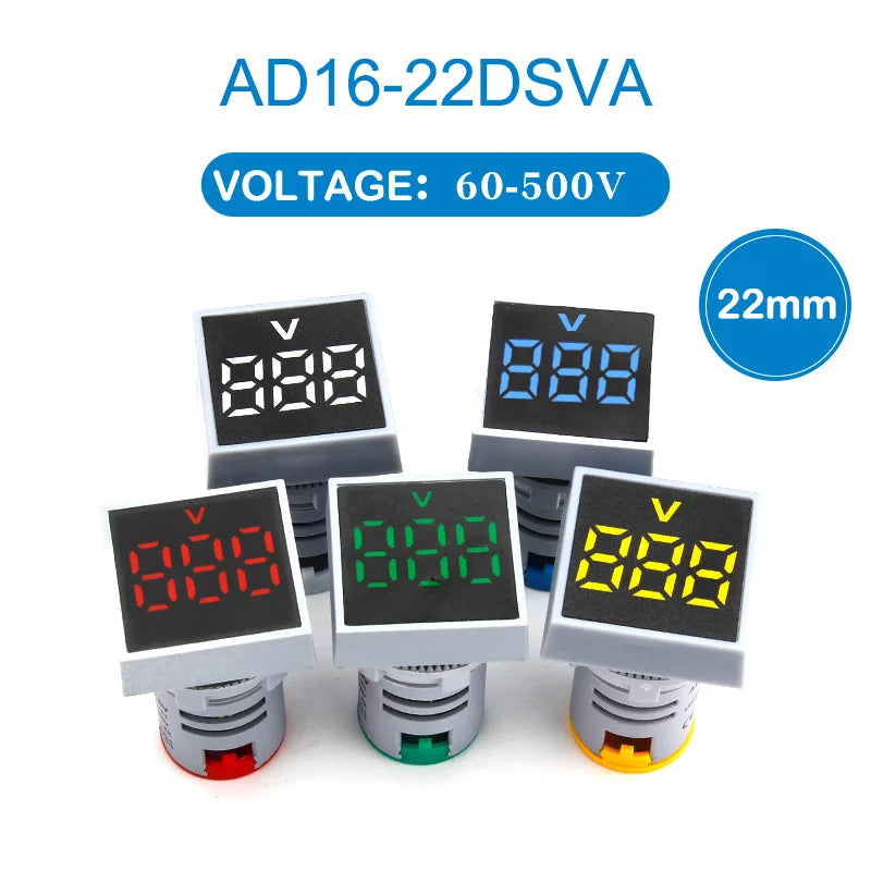 22mm LED Digital Panel Voltmeter AC 12–500V | 5 LED Colors Digital Panel Voltmeter Axl