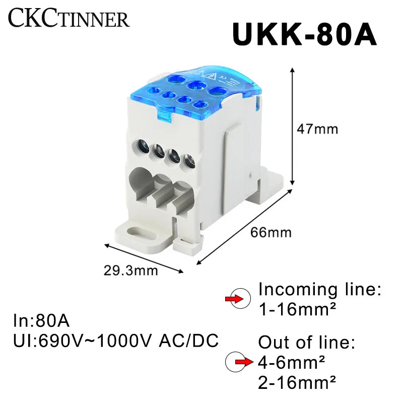 DIN Rail Terminal Block Distribution Box 125A–500A | UKK Terminal Block Axl